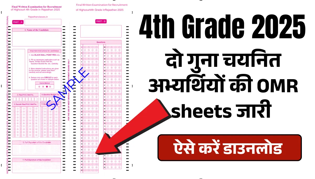 बड़ी खबर! 4th Grade OMR Sheet 2026 Live, दो गुना चयनित अभ्यर्थी ऐसे चेक करें