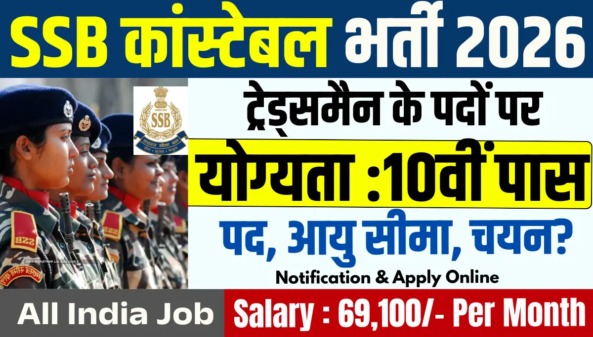 SSB Tradesman New Vacancy 2026: एसएसबी कांस्टेबल ट्रेड्समैन और ड्राइवर के 827 पदों पर भर्ती, 10वीं पास के लिए आवेदन शुरू