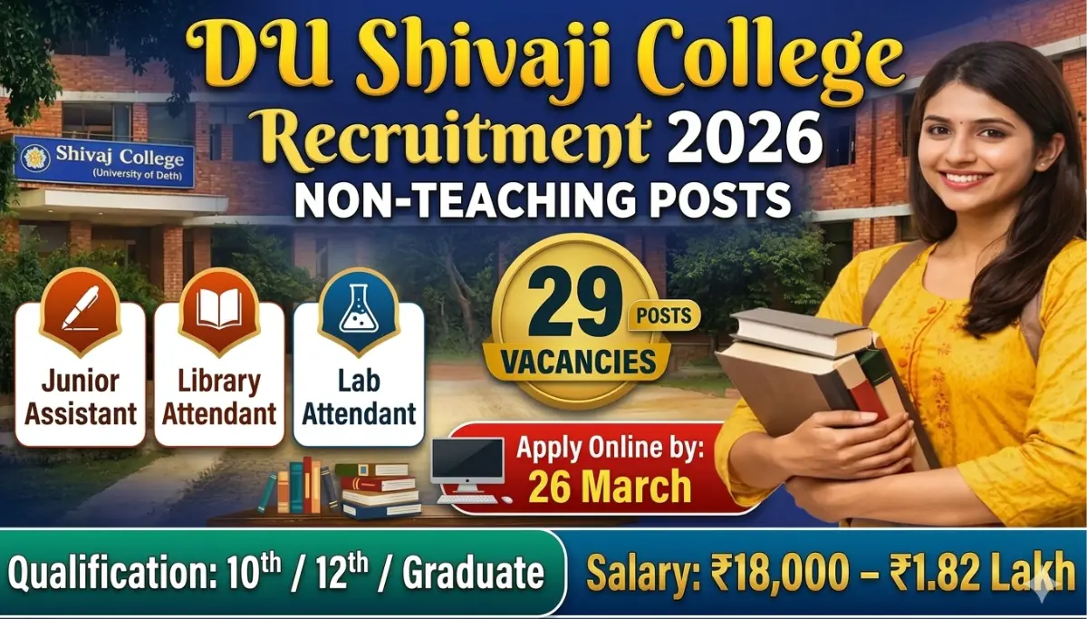Delhi Shivaji College Recruitment 2026: दिल्ली शिवाजी कॉलेज में नॉन टीचिंग स्टाफ के पदों पर भर्ती, आवेदन प्रक्रिया शुरू