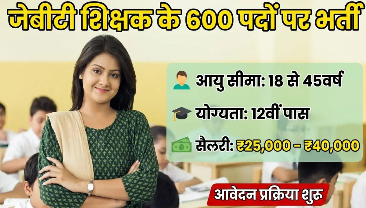 JBT Teacher Recruitment 2026: जेबीटी शिक्षक के 600 पदों पर भर्ती, आवेदन प्रक्रिया शुरू