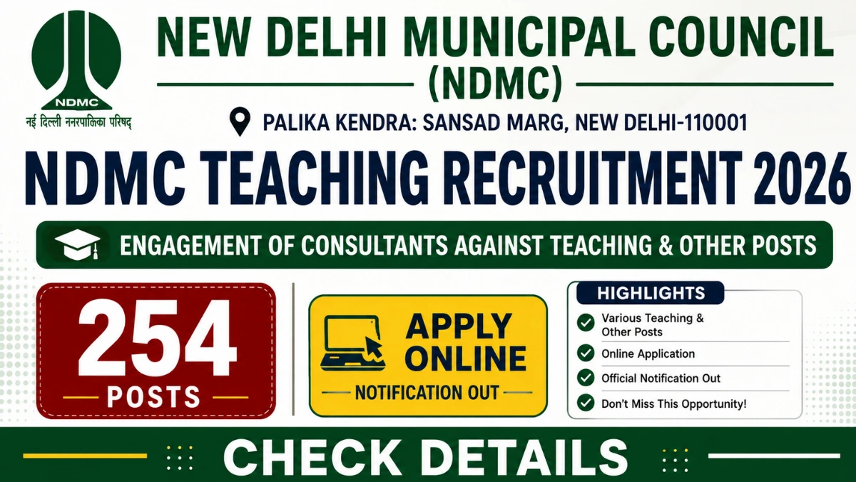 NDMC Teaching Recruitment 2026 Notification OUT, Apply for 254 Posts
