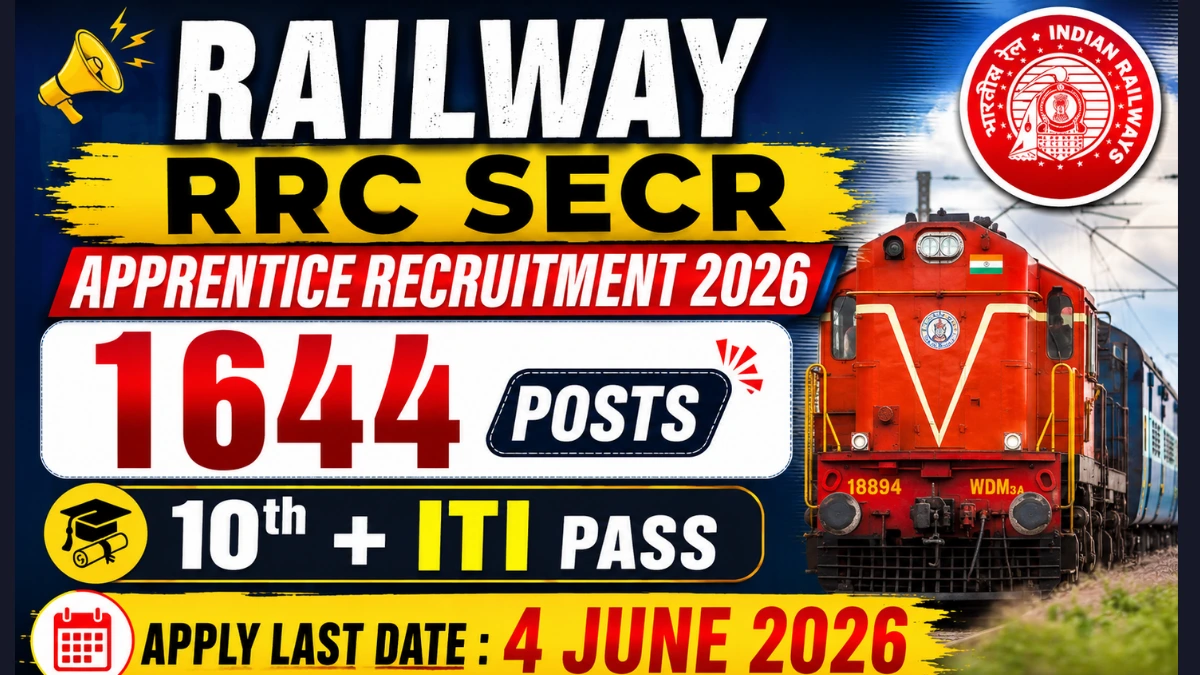 Railway RRC SECR Apprentice Recruitment 2026: Apply Online for 1644 Posts