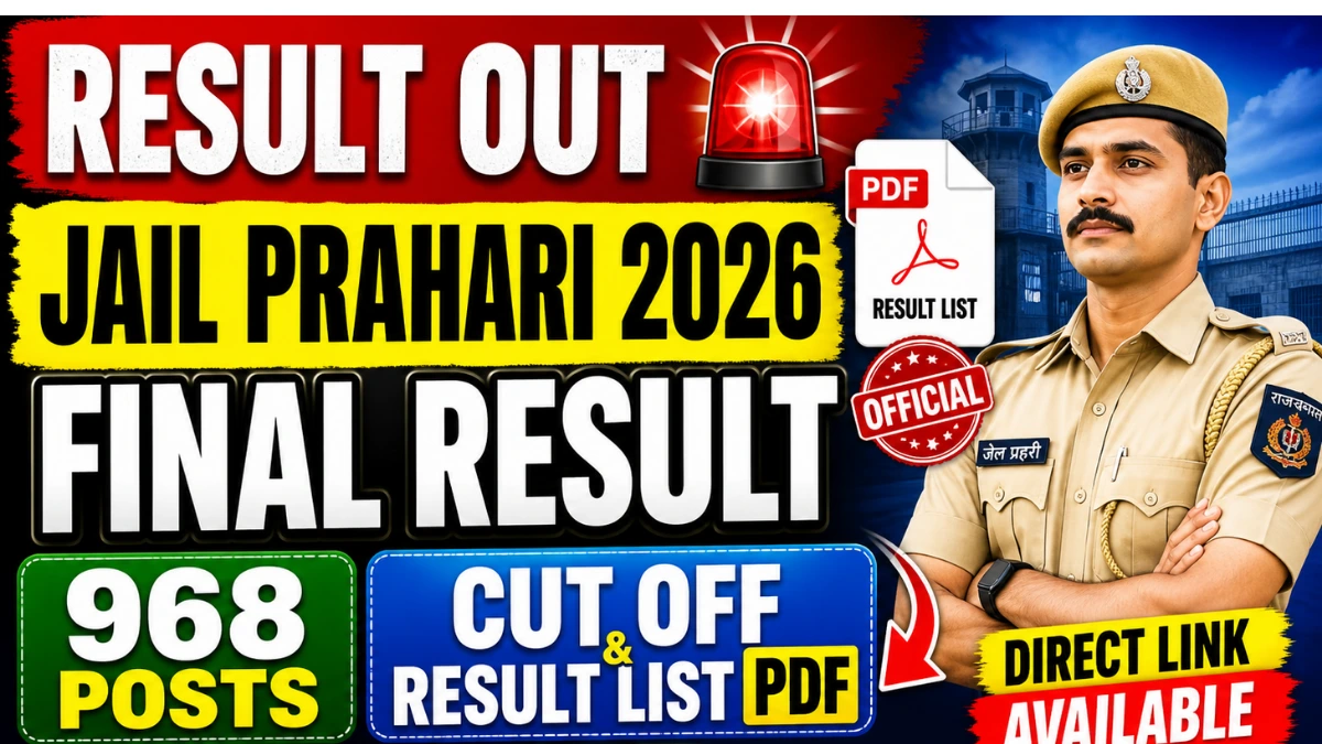 Rajasthan Jail Prahari Final Result 2026 OUT, Check Cutoff & Result List PDF