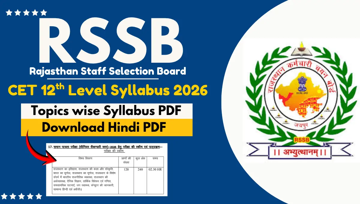Rajasthan CET 12th Level Syllabus 2026
