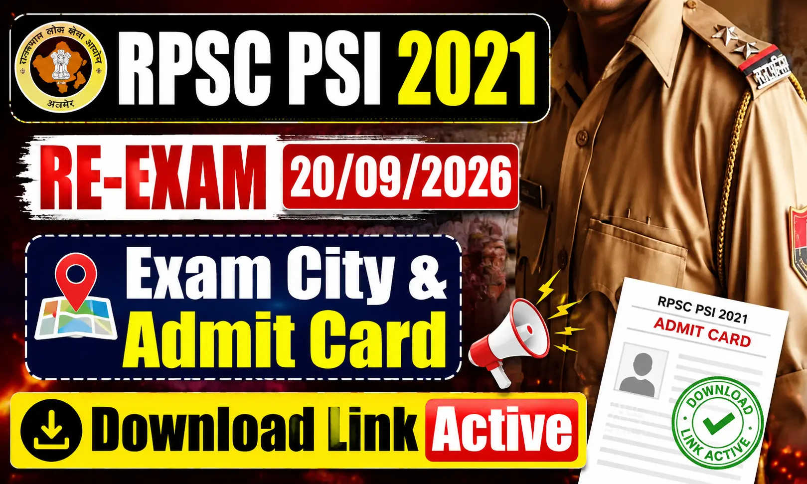 Rajasthan SI Re Exam Admit Card 2026