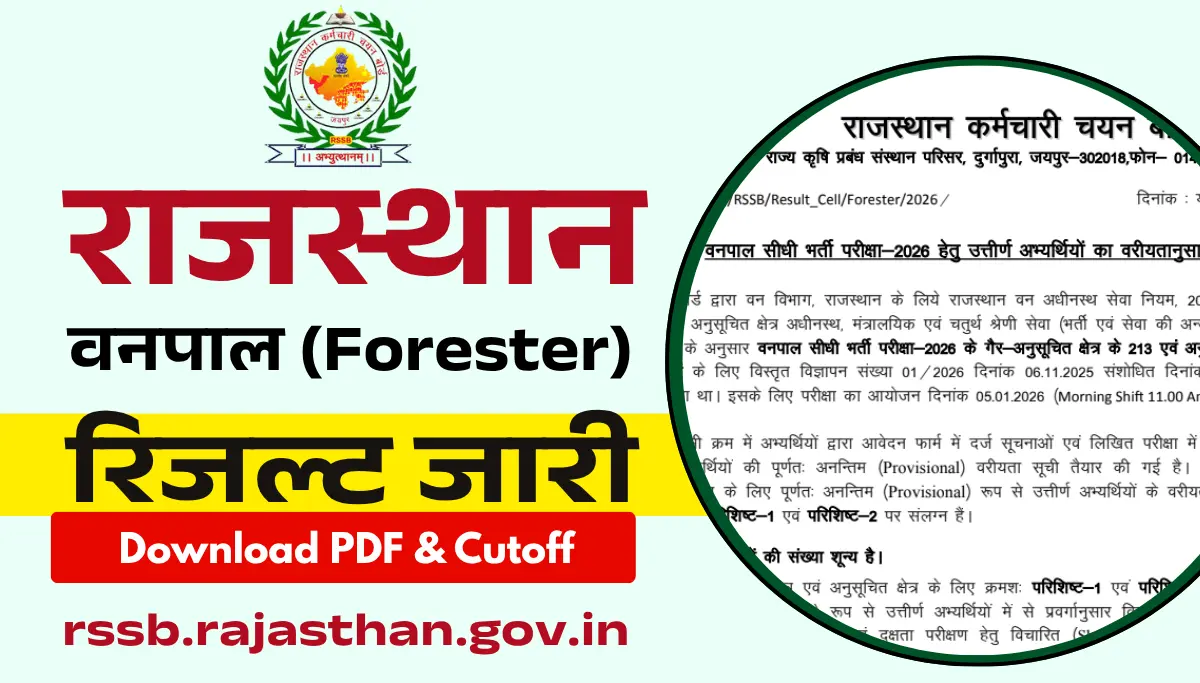 Rajasthan Forester Result 2026 out